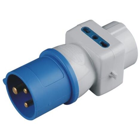 Maurer – Adattatore industriale spina CEE 2P+T 16A 220-250V – 1 presa Schuko 10-16A + 2 prese bipasso – Grado di protezione IP20 (1/2)