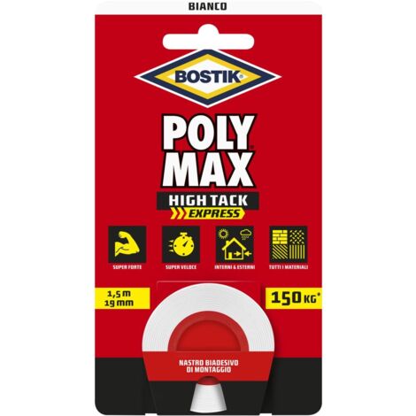 Bostik Poly Max Biadesivo High Tack Express bianco 1,5MTX19 MM. 150KG