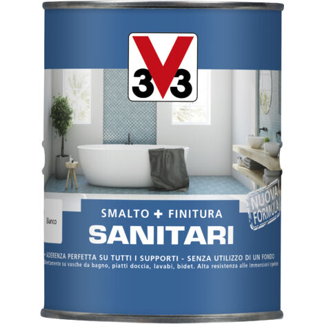 V33 Smalto e Finitura Sanitari Pittura Bagno Vasche Lavandini WC 2 x 0.5 Lt