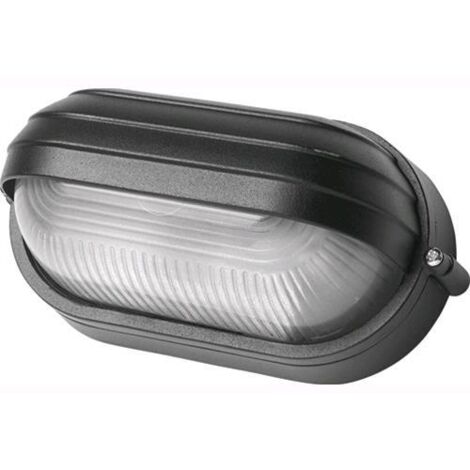 PLAFONIERA OVALE ALLUMINIO NERO PALPEBRA IP54 CM 21.5X11.5 ILLUMINAZIONE (21383)