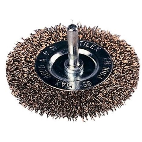 Spazzola a Disco per Trapano Filo acciaio 0,3 mm 100X10 mm Gambo 6 mm Maurer (1/2)