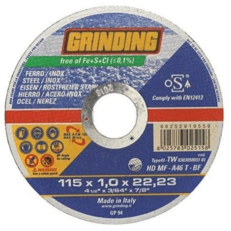 MOLA TAGLIO FERRO E ACCIAIO INOX HD MF GRINDING 115X1MM