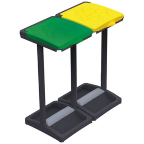 Pattumiera portasacchi a due coperchi – Struttura in PVC – Vano portasacchetti per sacchi da L 80-110 – Dimensioni 63x36x81H (1/5)