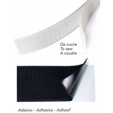 Fettuccia con strappo 20 mm per Tende mod. Nana ADESIVA (M e F) col. Nero 25 Mt