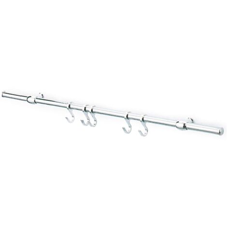kit sottopensili in acciaio nichelato lucido 100 cm con ganci arredo cucina