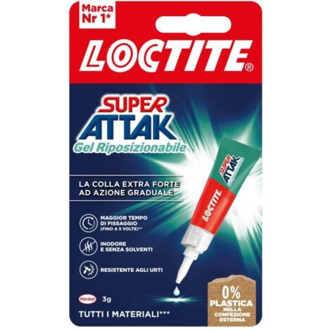 Loctite Super Attak Gel Riposizionabile 3g Trasparente Adesivo Istantaneo Universale