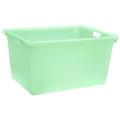 Vaschetta rettangolare in plastica con maniglie bianca per bucato e casalinghi -65 litri