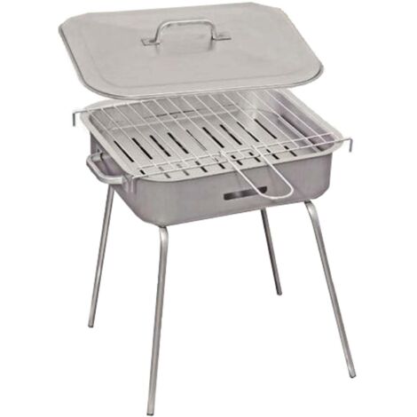 Fornello da barbecue rettangolare con griglia tappo piedini richiudibile a carbonella (1/2)