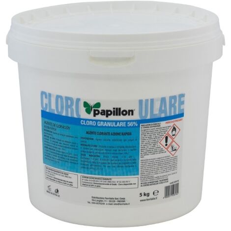 Cloro per Piscina 56% Granulare Alta Qualità Confezione da 5 kg Papillon