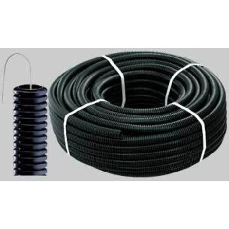 Tubo corrugato con tirafilo nero diametro 20 mm - rotolo 10 mt