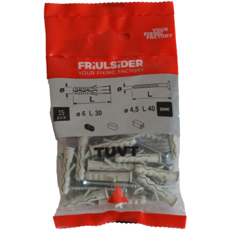 Tass.Nylon con bordo piu vite TPS Busta 15  Pz    6 x 30 (1/3)