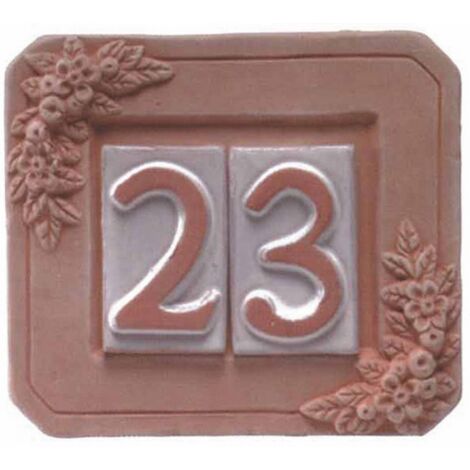 PORTANUMERO IN TERRACOTTA 2 POSTI 18X16 CM Q.TA 5