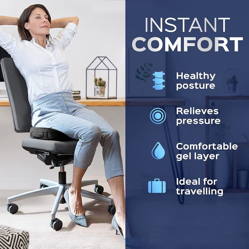 HOMCOM Coussin Chaise Bureau en Mousse à mémoire, Coussin Coccyx Ergonomique avec Housse en Maille et Fond antidérapant, pour chaises Salle à Manger, Fauteuil Roulant et Fauteuil Bureau, Noir HOMCOM Coussin Chaise Bureau en Mousse à mémoire, Coussin Coccyx Ergonomique avec Housse en Maille et Fond antidérapant, pour chaises Salle à Manger, Fauteuil Roulant et Fauteuil Bureau, Noir