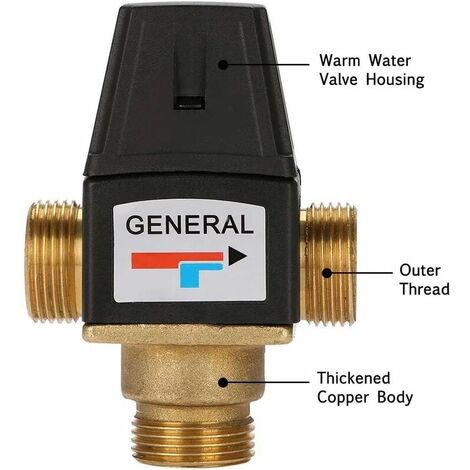 Mitigeur thermostatique pour chauffe-eau solaire en laiton ¨¤ filetage male 3 voies DN20， mitigeur thermostatique