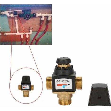 Mitigeur thermostatique pour chauffe-eau solaire en laiton ¨¤ filetage male 3 voies DN20， mitigeur thermostatique