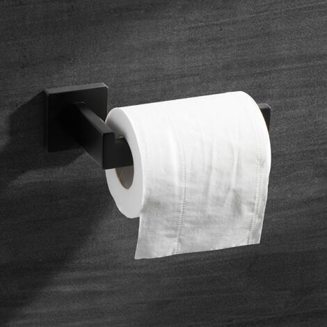 Porte Papier Toilette Noir, Acier INOX Porte Rouleau Support Papier Toilette pour Salle De Bain et Cuisine (Carré)