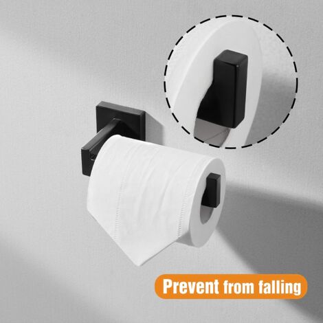 Porte Papier Toilette Noir, Acier INOX Porte Rouleau Support Papier Toilette pour Salle De Bain et Cuisine (Carré)