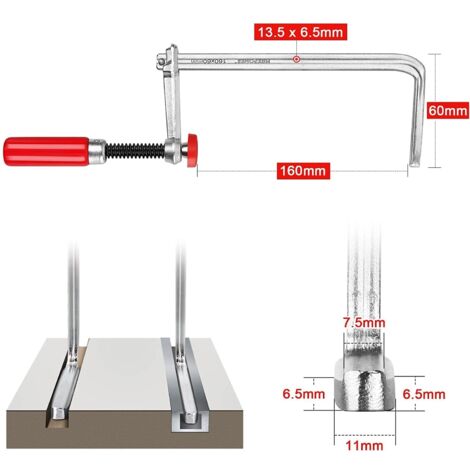 Serre-joint à Cliquet Pour Rail De Guidage - Lot De 2 - Force De Serrage 180 Kg - Plage Jusqu'à 60 Mm - Pour Meulage Et Coupe