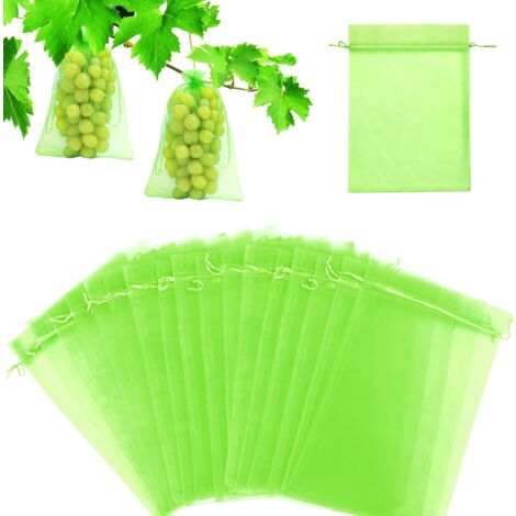 Sac Protection Fruits 60 Pièces, Sachet Protection Raisin 20x 30cm Jardin Sac Organza avec Cordon Contre Guêpe Drosophile Scarabées Oiseaux