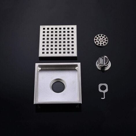 Siphon De Sol INOX 1 Pcs en Acier Inoxydable Drain15Cm  15Cm Filtre Carré Déodorant Anti Retour Fuite d'eau 15Cmb