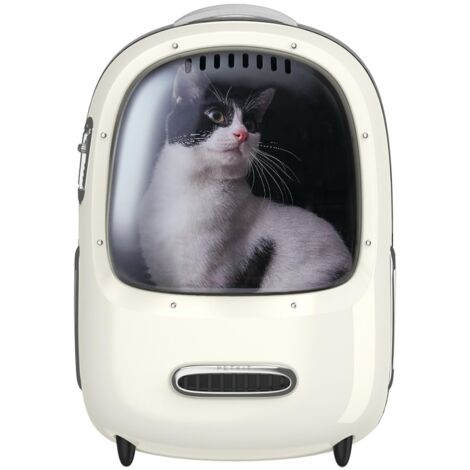 PETKIT Rucksäcke für Hunde & Katzen-Rucksack, Eingebauter Lüfter und LED-Licht für geräumige Belüftung und geringes Gewicht. (Milchig)