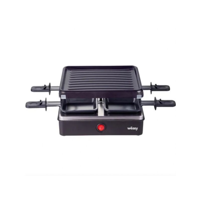 WEASY LUGA40 - Appareil a raclette et grill 4 personnes - 600W - Revetement  anti-adhésif - 19,7x19,7cm - Plaque amovible - Zoma
