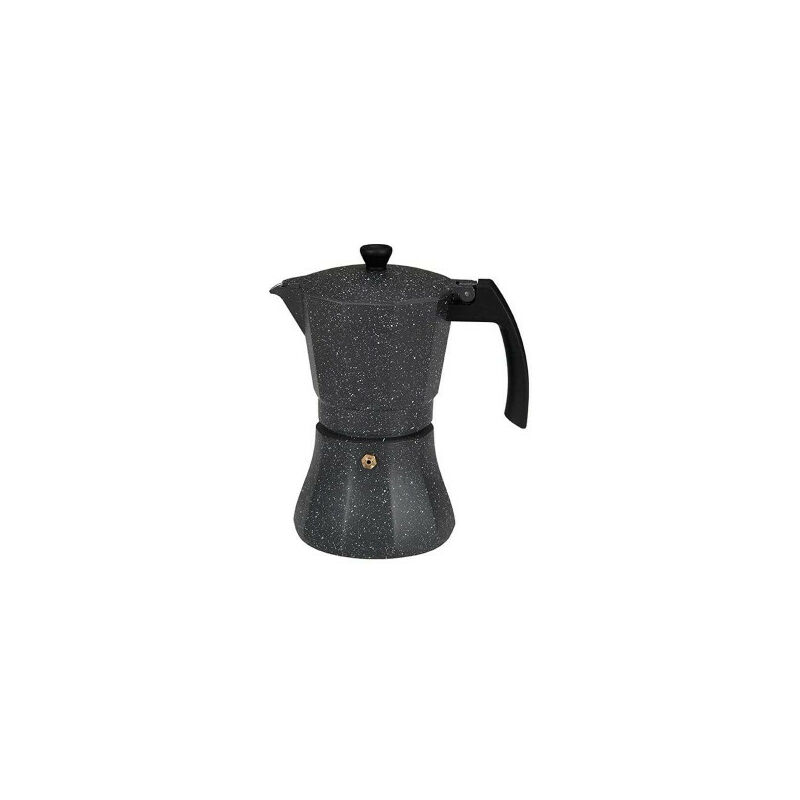 BRA Perfecta Black - Cafetière Italienne Induction 6 Tasses, Aluminium Premium Noir/Argent