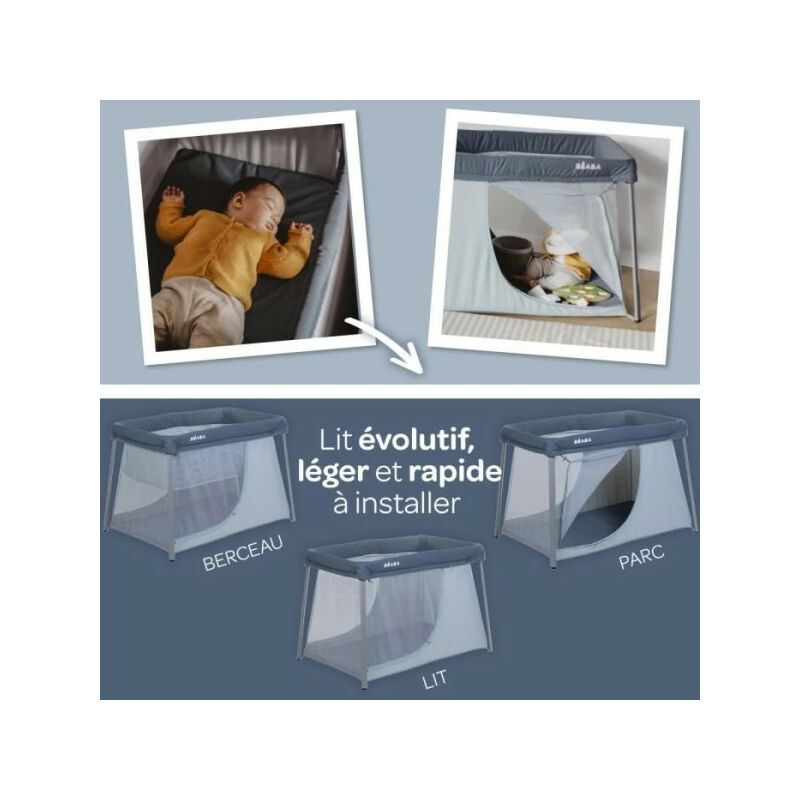 BÉABA Lit Prapluie 3-en-1 Eazy Sleep - Mineral Grey - Lit parapluie BÉABA  sur L'Armoire de Bébé
