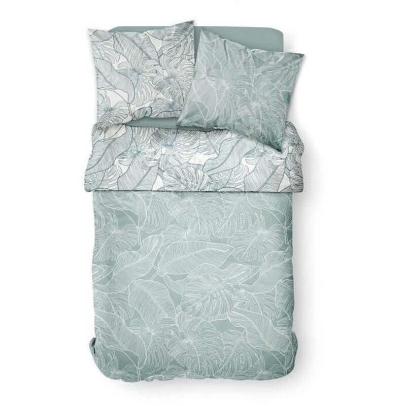 Parure De Lit Today Housse De Couette – 260x240 Cm + 2 Taies 63x63, Motif Floral Gris, Coton