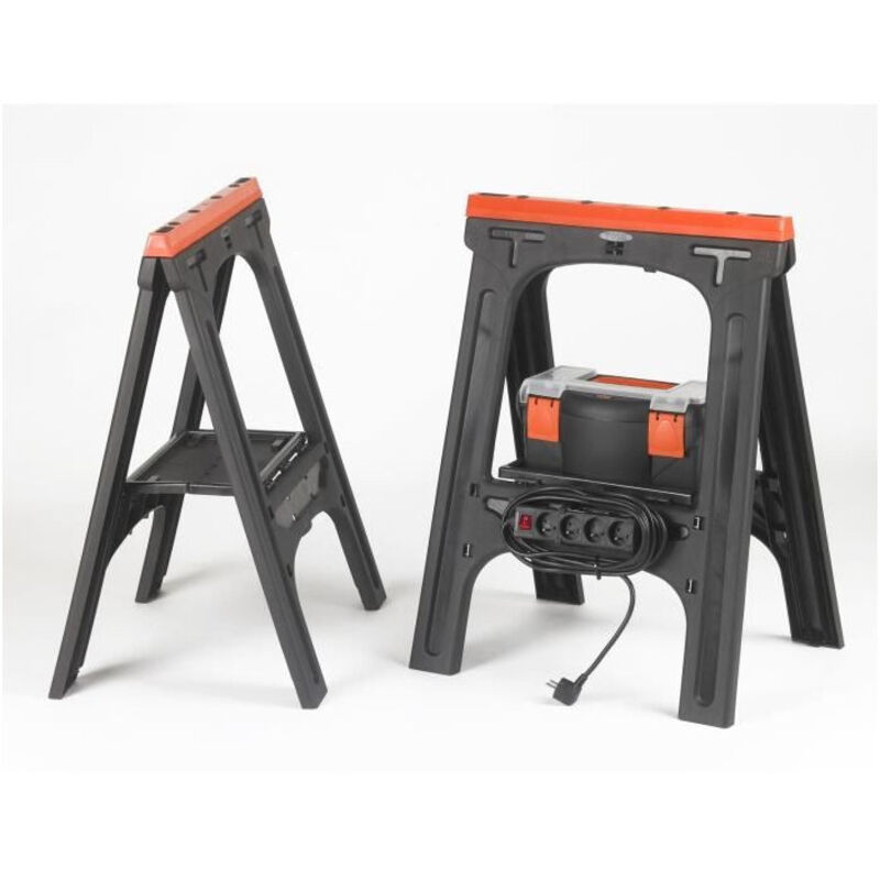 2 Pezzi Cavalletti Pieghevoli TOOD - 60x10x80 Cm, Portata 200 Kg, Plastica, Per Lavori E Fai Da Te - Foto 1