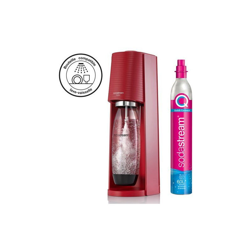 Pack Machine à soda et eau gazeuse Sodastream Terra Rouge avec 1 cylindre Pack Machine à soda et eau gazeuse Sodastream Terra Rouge avec 1 cylindre