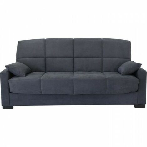 Canapé clic clac 3 places - Tissu gris - Matelas 17 cm - L223 x P96 x H 103 cm - MEGAN (1/5)