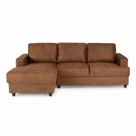 PAUL Canapé d'angle gauche 4 places - Tissu Marron vintage - Contemporain - L 215 x P 140 cm - Fabriqué en Ukraine (1/5)