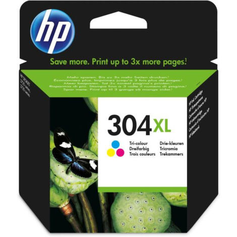 HP 304XL Cartouche d'encre trois couleurs authentique (N9K07AE) pour HP DeskJet 2620/2630/3720/3730 (1/5)