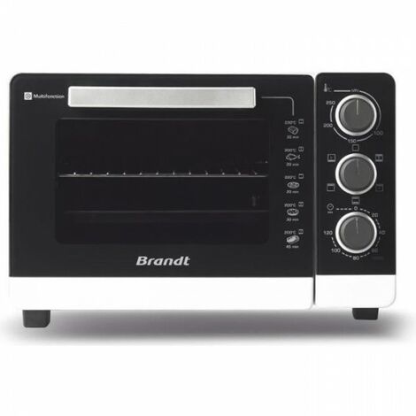 Mini Four Electrique Four Compact BRANDT FC265MWST - 26L - Multifonctions - Thermostat réglable jusqu'a 250°C - Blanc et noir