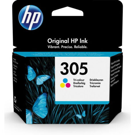 Cartouche d'encre HP 305 authentique tricolore (3YM60AE) pour HP DeskJet 2300/2710/2720/Plus4100, HP Envy 6000/Pro 6400