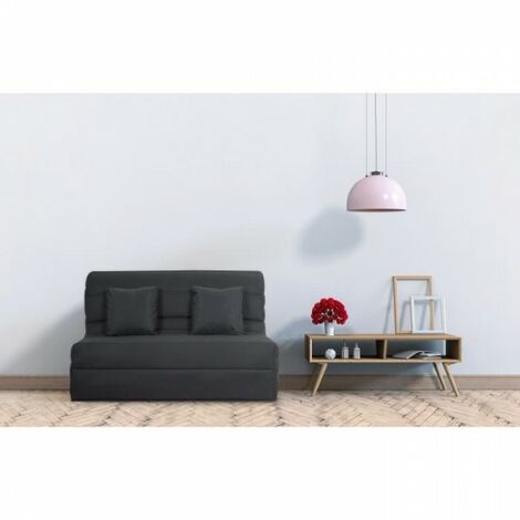 DUNLOPILLO Banquette BZ - Tissu Noir + 2 coussins noir - L 140 x P 99 x H 98 cm ALICE