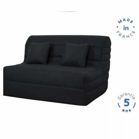 DUNLOPILLO Banquette BZ - Tissu Noir + 2 coussins noir - L 140 x P 99 x H 98 cm ALICE
