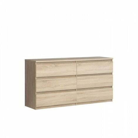 Commode CHELSEA 6 Tiroirs - Couleur chene - L 154 x P 42,2 x H 79,9 cm (1/5)