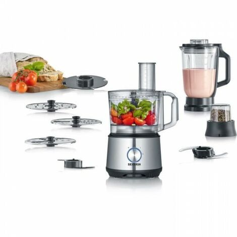 Robot SEVERIN KM3892  Multifonctions - 1200 W - Inox et noir - Blender 1,5 L - 2 Vitesses + Pulse