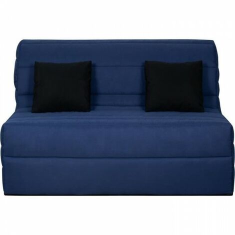 DUNLOPILLO Banquette BZ - Tissu Marine + 2 coussins noir - L 140 x P 99 x H 98 cm - Made in France - ALICE