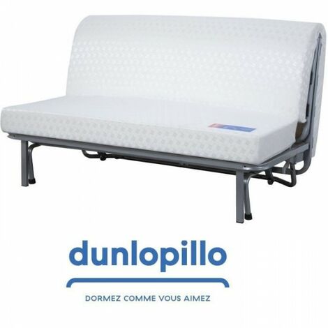 DUNLOPILLO Banquette BZ - Tissu Marine + 2 coussins noir - L 140 x P 99 x H 98 cm - Made in France - ALICE
