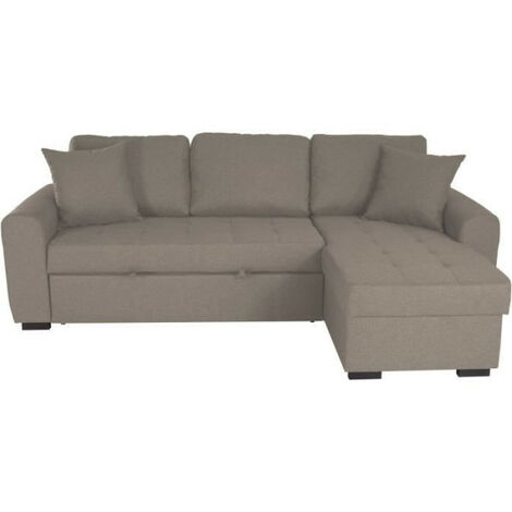 Canapé d'angle convertible réversible 4 places - Tissu beige - L 244 x P 151 x H 90 - HAMILTON - Fabriqué en Ukraine (1/5)