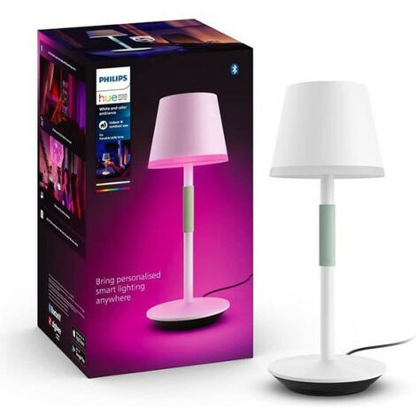 Philips White and Color Ambiance, lampe a poser portable Hue Belle, compatible Bluetooth, blanche (1/5)