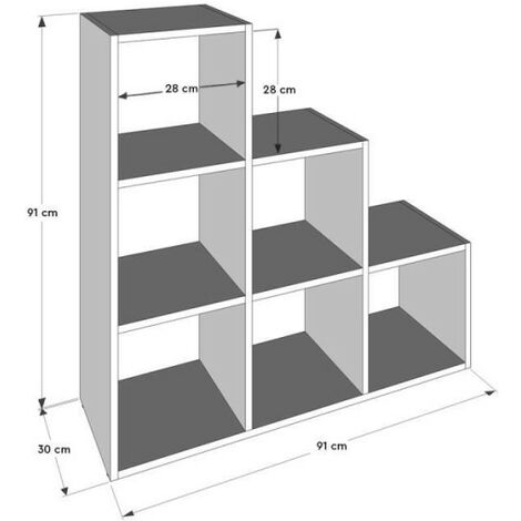 Salerno - etagère escalier contemporaine 6 niches/casiers/cubes