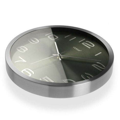 Horloge Murale En Aluminium Avec Motif De Carte Du Monde Gris Argent 40 Cm De Diametre