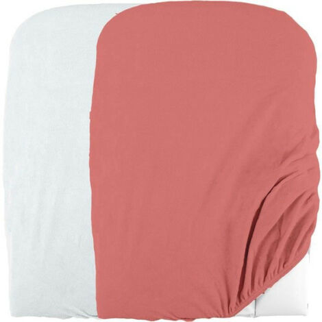 Lot de 2 housses de matelas a langer en éponge bouclette - Blanc / Terracotta - 50 X 75 cm (1/4)