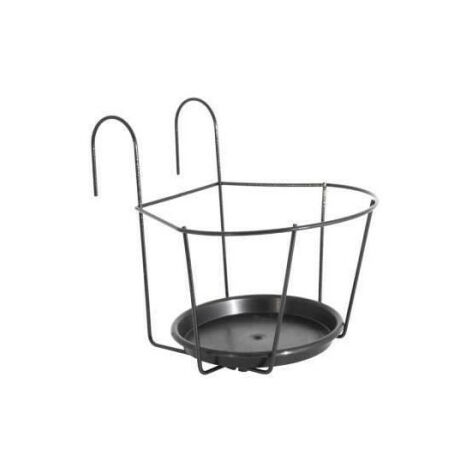 ARTEVASI Porte-Pot pour balcon avec Soucoupe - 25 x 25 cm - Gris anthracite (1/2)
