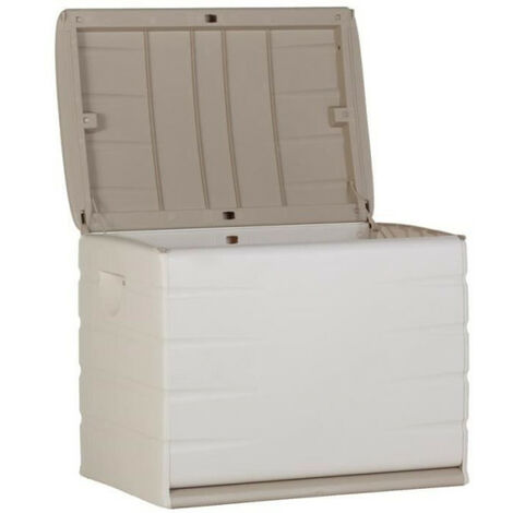 PLASTIKEN Coffre cadenassable avec roulettes - 190 L - Fonctionnel et esthétique - Beige (1/3)