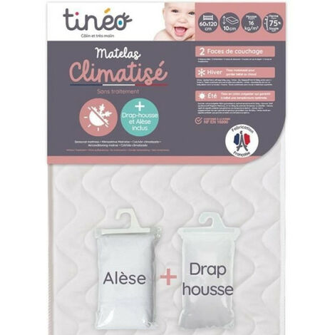 Matelas climatisé TINEO 60x120 cm + drap housse + alese (lot) (1/5)